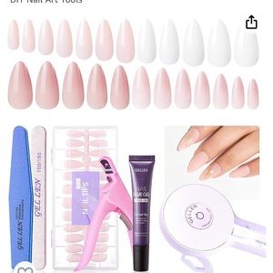 Nail tips Kit 480pcs Colored Almond Fake Nails, Portable Led Nail Lamp 36 w